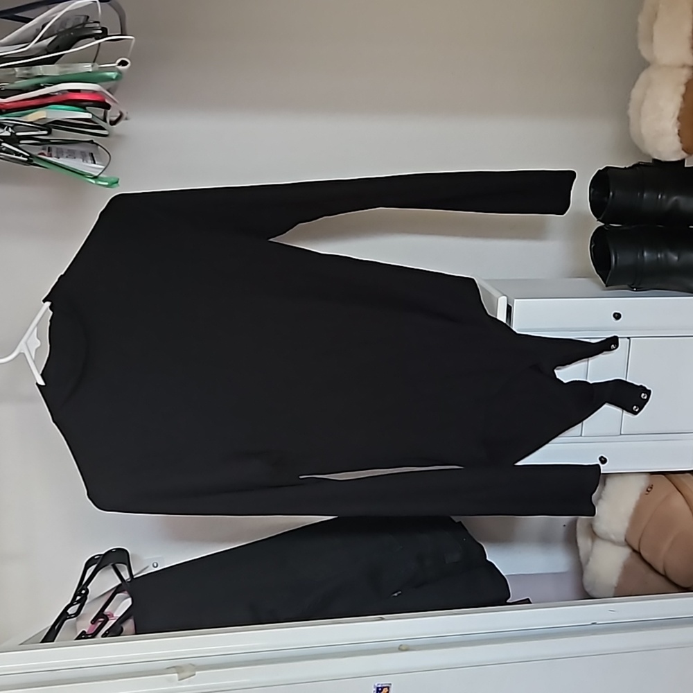 Black ribbed long sleeve turtleneck bodysuit